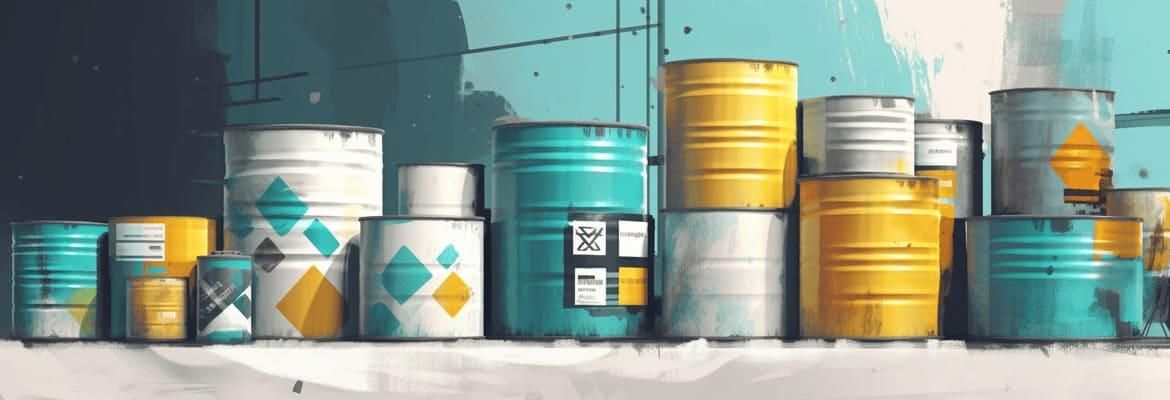 Verschiedene Kanister mit Gefahrstoffsymbol