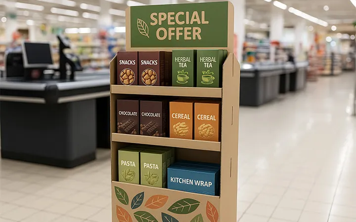 Display am POS aus Wellpappe bedruckt Display am POS aus Wellpappe bedruckt