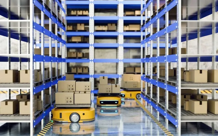 Neue Technologien - Roboter in Lagerhalle Neue Technologien - Roboter in Lagerhalle