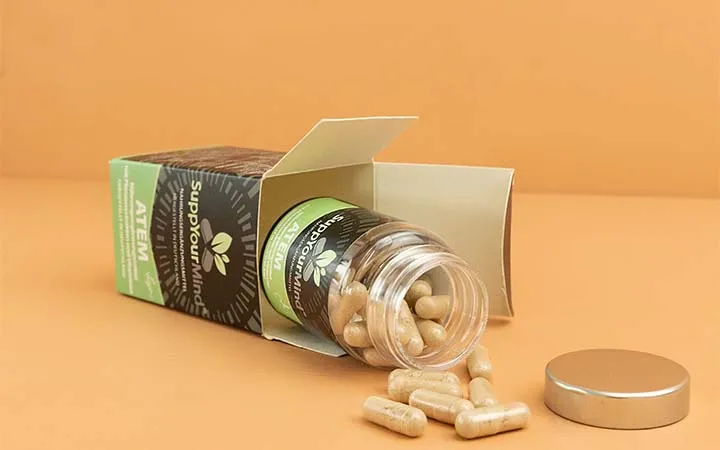 Faltschachtel aus Chromokarton für Nahrungsergänzungsmittel Faltschachtel aus Chromokarton für Nahrungsergänzungsmittel